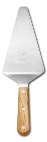 DUE BUOI Triangular Spatula PizzaCake Server Olive wood handle Blade dimension 400 x 630 Hardened stainless steel Professional quality restaurant Full Tang Triple Riveted - Image 1