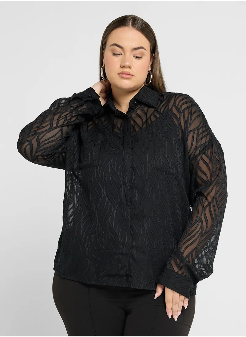 ايلا بلس Sheer Button Down Shirt