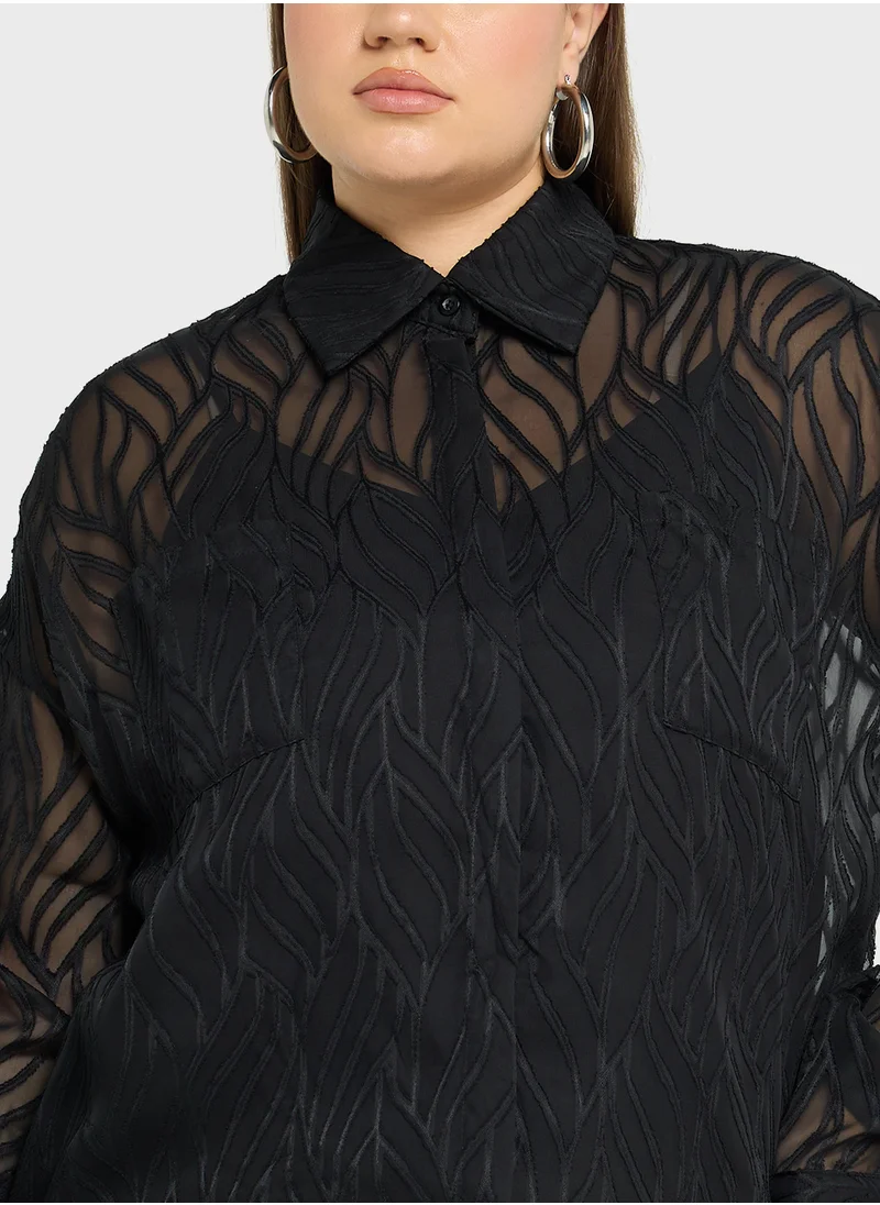 Ella Plus Sheer Button Down Shirt