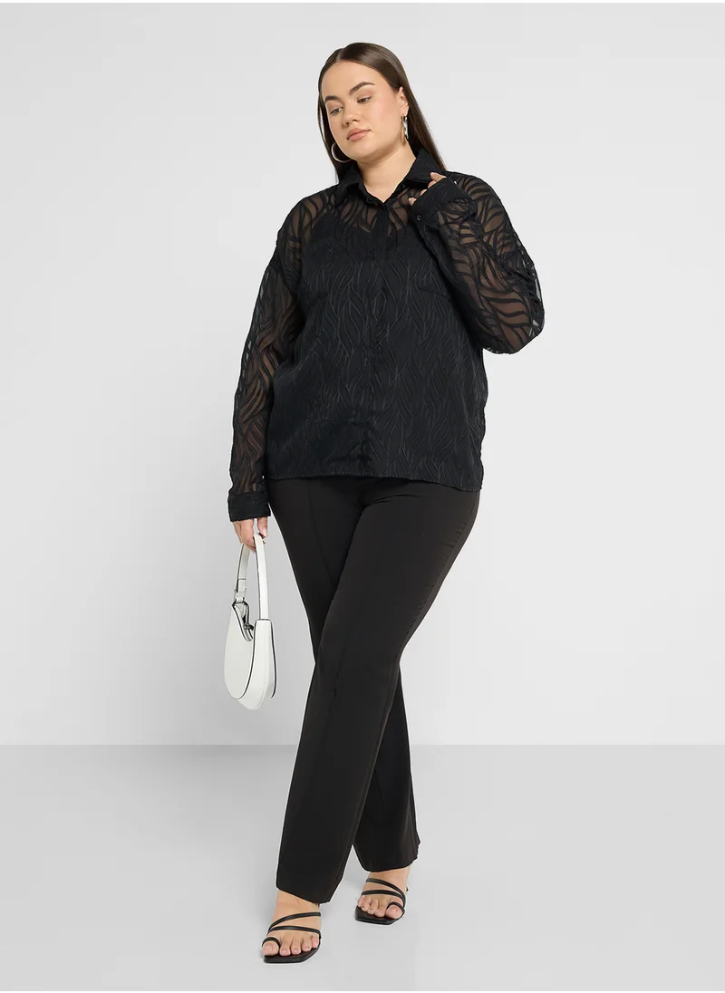 Ella Plus Sheer Button Down Shirt