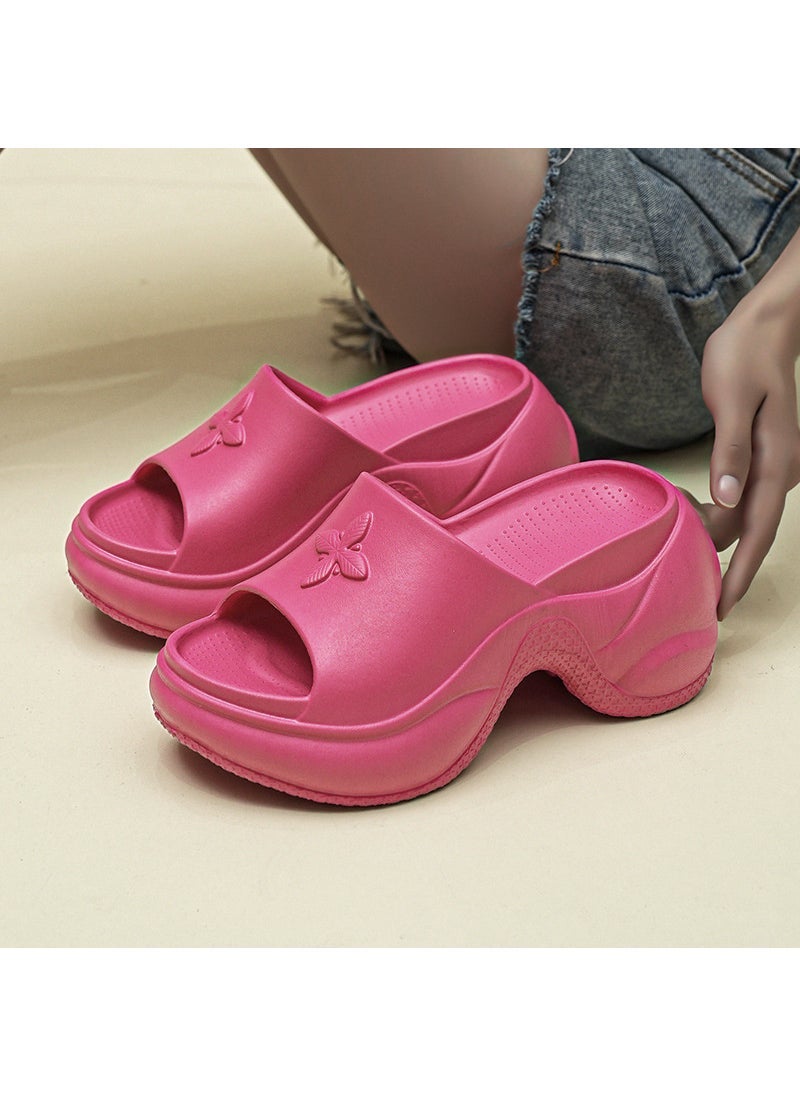 Thick Sole Slippers Women Summer 2024 Casual Fashion 9CM S401 rose red S401 (height 9cm)