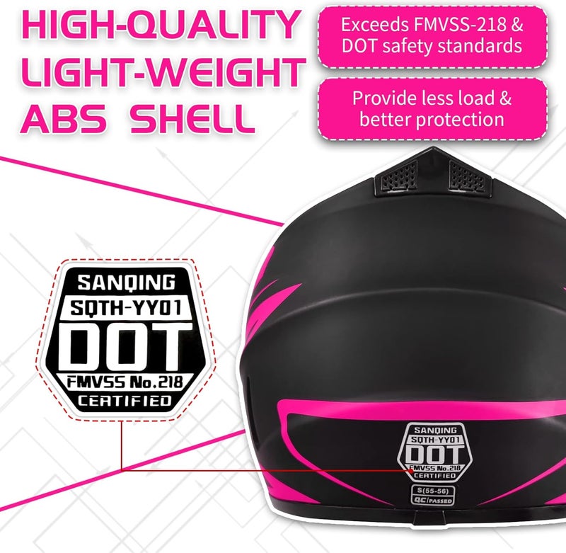 SanQing Youth Motocross Dirt Bike ATV Helmet with Goggles, Gloves, and Face Shield - DOT Approved - Image 3