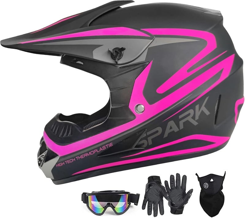 SanQing Youth Motocross Dirt Bike ATV Helmet with Goggles, Gloves, and Face Shield - DOT Approved - Image 1