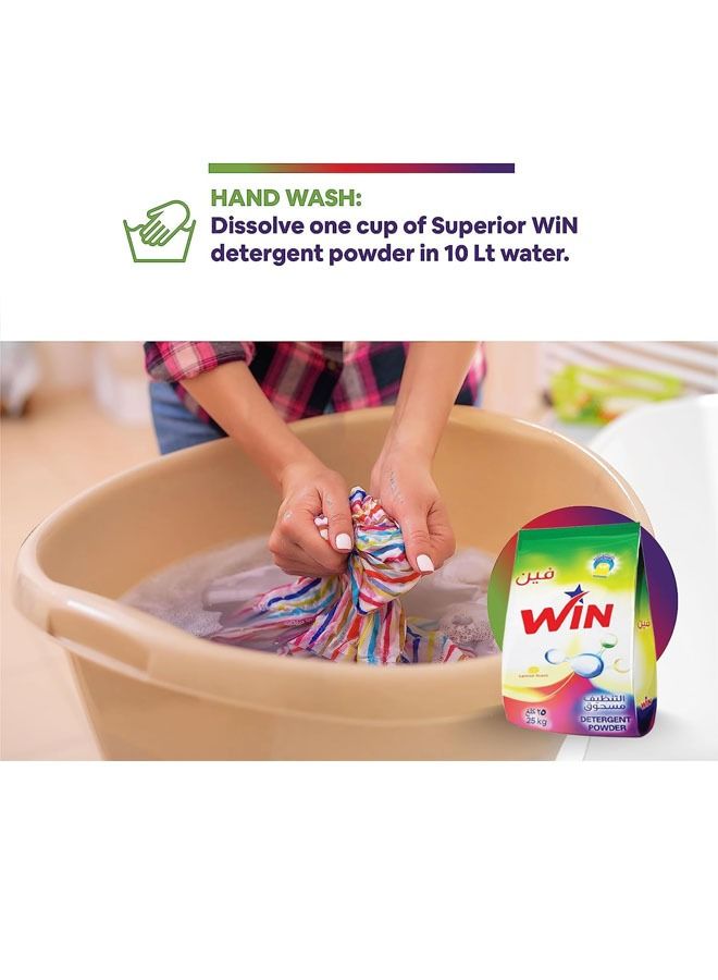 WIN Superior Detergent Washing Powder for White and Coloured Clothes - Lemon Scent 7KG - Image 3