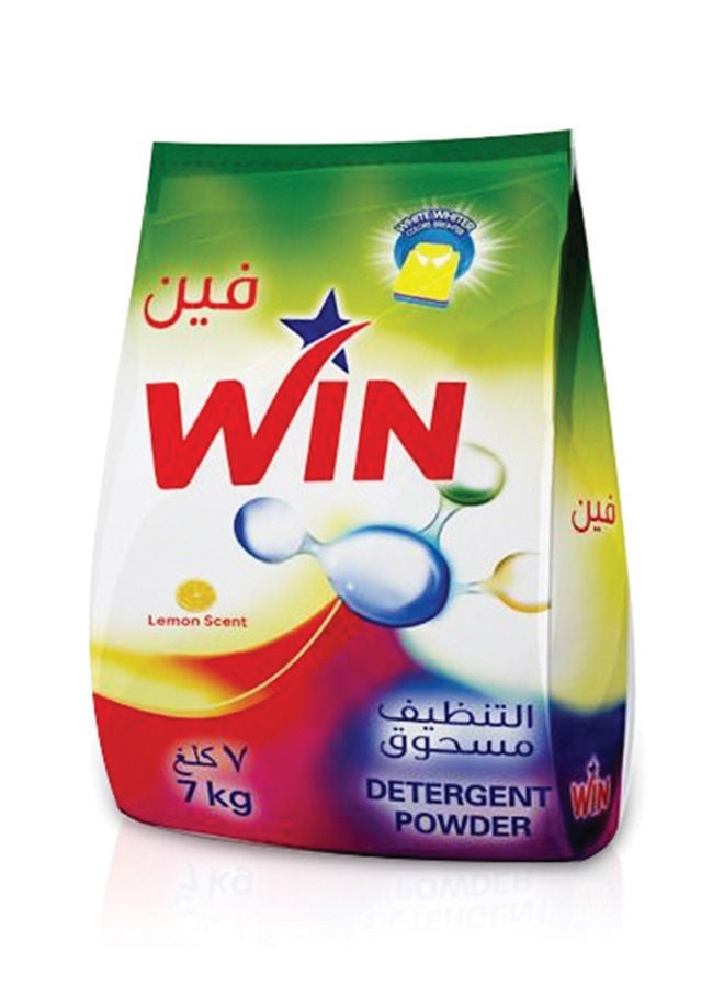 WIN Superior Detergent Washing Powder for White and Coloured Clothes - Lemon Scent 7KG - Image 1