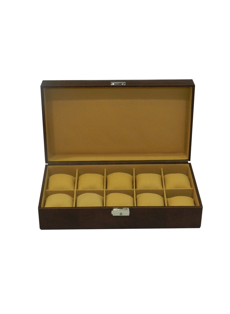 LAVERI LEATHER Laveri Watch Box  for Men Women (10 Slots), Premium PU Leather Watch Display Case Box Organizer with Removable Pillow - Image 1