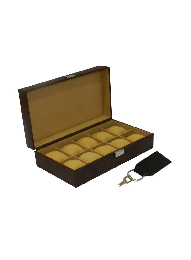 LAVERI LEATHER Laveri Watch Box  for Men Women (10 Slots), Premium PU Leather Watch Display Case Box Organizer with Removable Pillow - Image 4