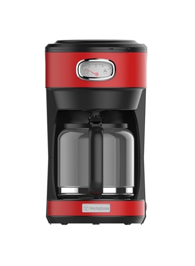 Westinghouse USA Retro Series 1.25L Coffee Maker – Red | Stylish Design with Brew Control, Pause-and-Pour Function, Permanent Filter (UAE Version) - 2 Years Warranty - Image 2