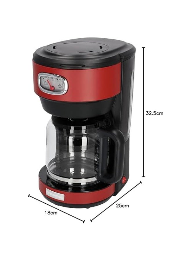 Westinghouse USA Retro Series 1.25L Coffee Maker – Red | Stylish Design with Brew Control, Pause-and-Pour Function, Permanent Filter (UAE Version) - 2 Years Warranty - Image 3