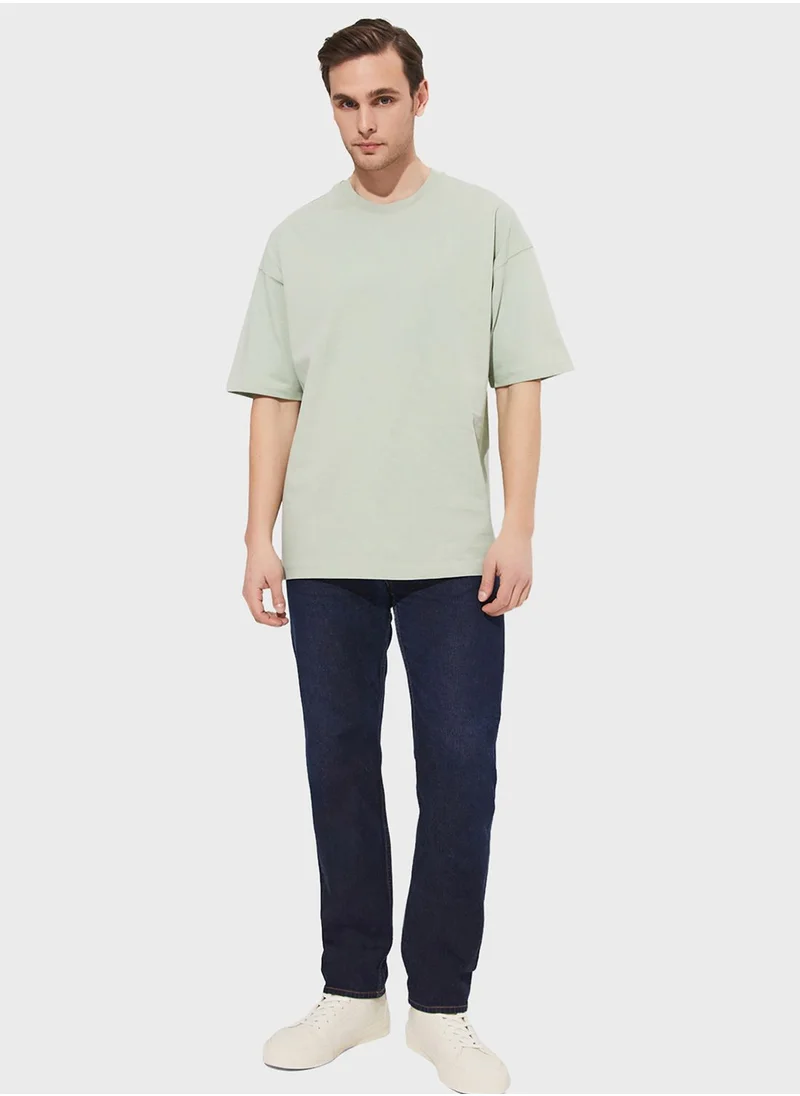 جون Ribbed  Collar T-Shirt