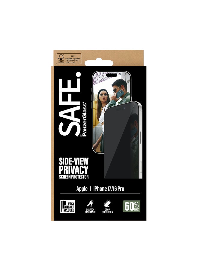 SAFE iPhone 17 / 16 Pro Screen Protector 6.3" PRIVACY, Full Screen Tempered Glass, Privacy Filter, Anti-Bluelight, Drop/Scratch Protection, w/ Easy Install Aligner, 2-Way Privacy - Image 2