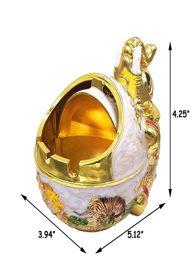 Hourwof Windproof Ashtray with Lid for Cigarettes,Metal Vintage Elephant Ashtrays for Outdoor Indoor Use,Decorative Ashtray for Patio Balcony Hotel Home Decor,Gold - Image 5