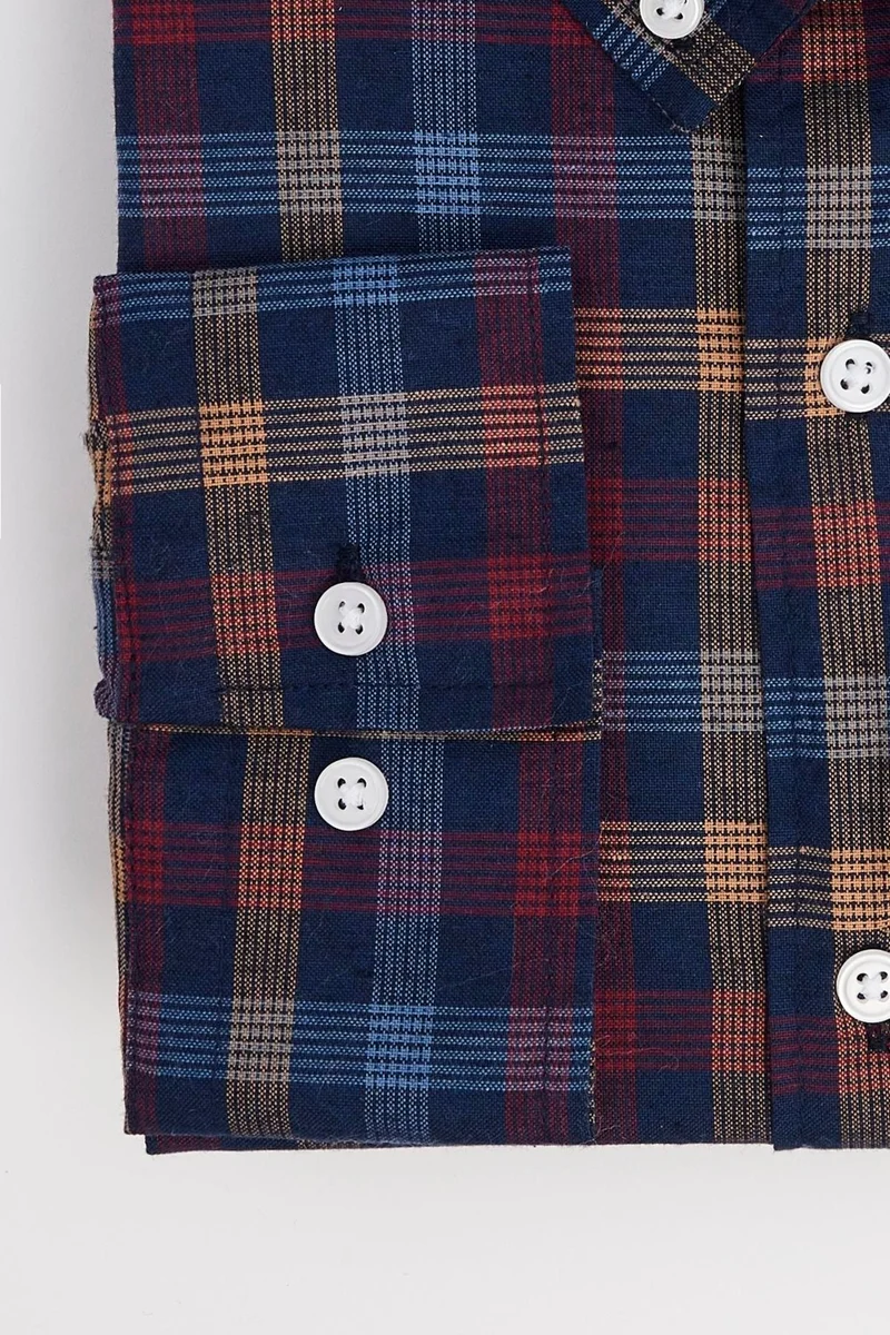 Tudors Plus Size Plaid Buttoned Collar Men's Shirt