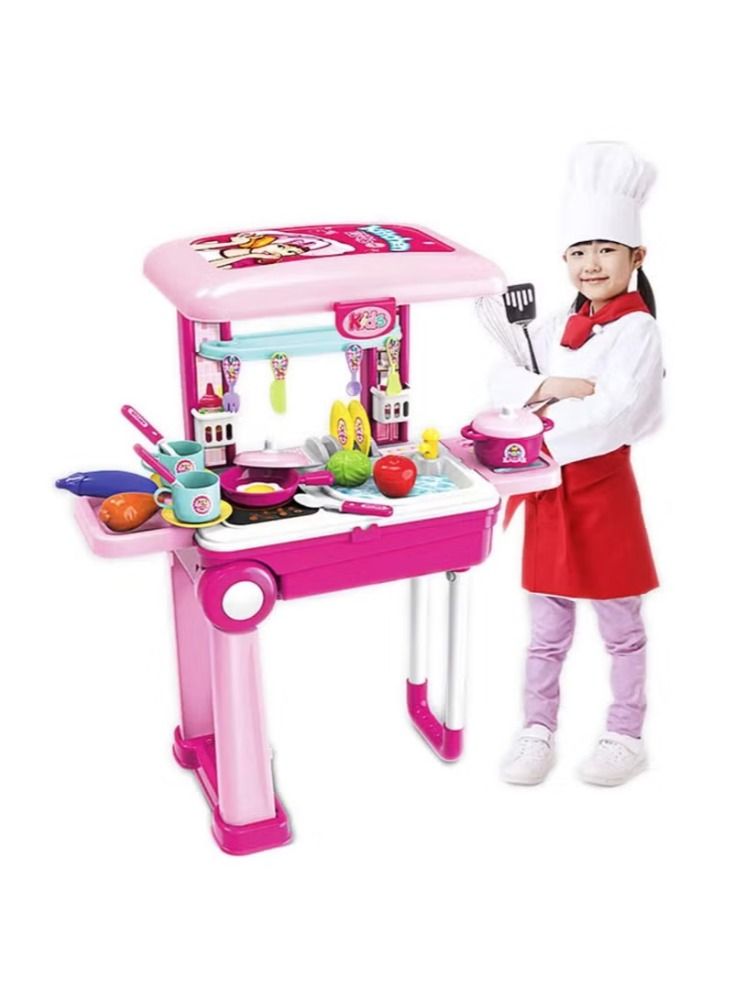 Dreamzon Little Chef Kids Deluxe Attractive Kitchen Cook Play Set With Lights And Sound - Image 1
