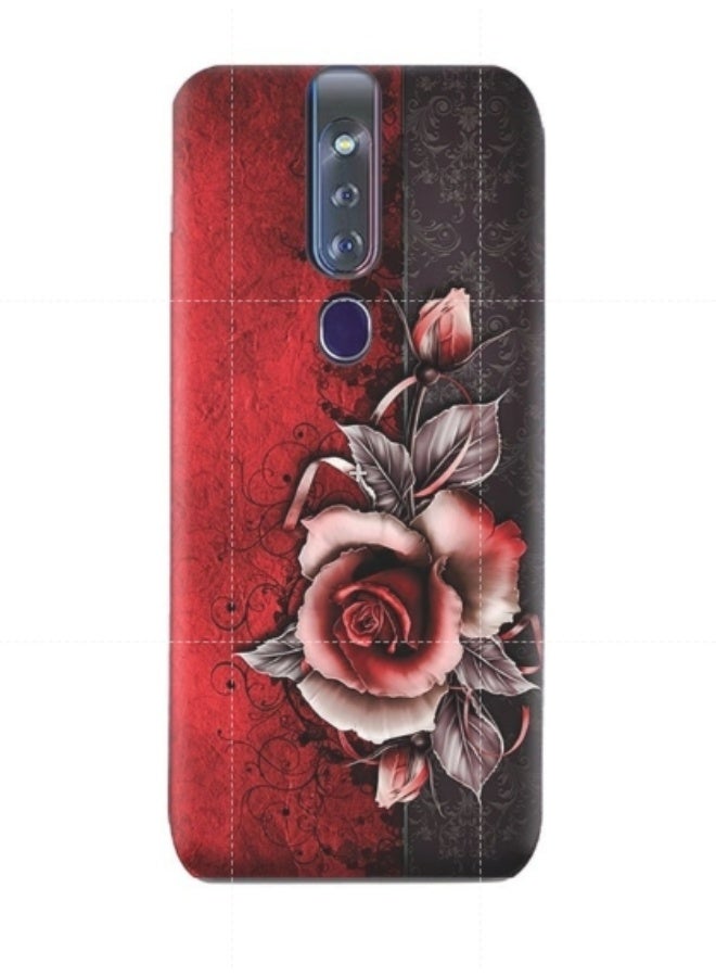 إيه إم سي ديزاين غطاء حماية من البولي يوريثان الحراري بنمط على شكل زهرة كلاسيكية لهاتف أوبو F11 برو مزين بنمط زهرة كلاسيكي