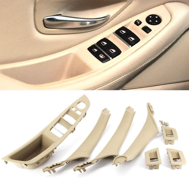 FEXON Beige Window Switch Armrest Panel and Inner Door Pull Handle Trim Cover Kits for BMW 5 Series (2010-2016) - Image 1