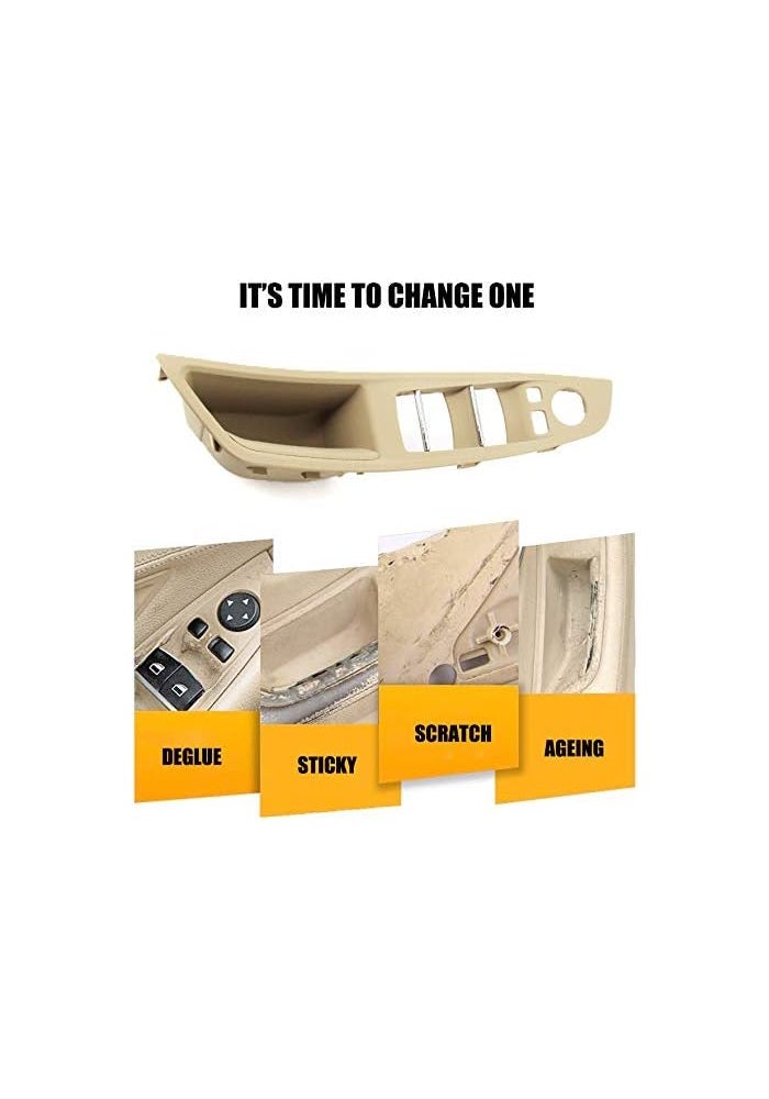 FEXON Beige Window Switch Armrest Panel and Inner Door Pull Handle Trim Cover Kits for BMW 5 Series (2010-2016) - Image 2