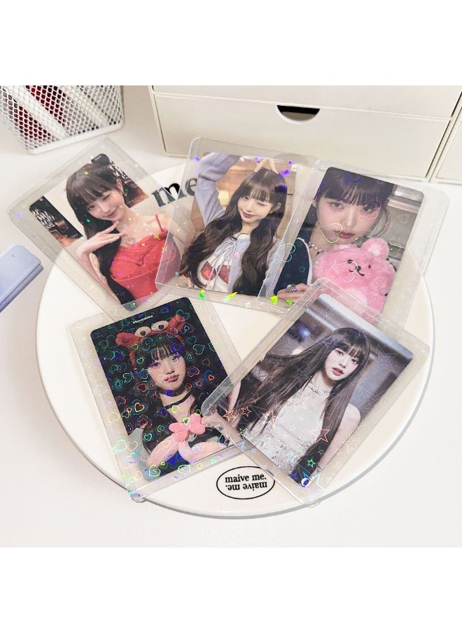 NIBEMINENT 1 - Piece Laser Flash Film Star Kpop Photo Card Holder Pendant Key Chain ID Badge Holder ID Card Holder Photo Card Protector for School ID Office ID Access Card for Women Girls  - Image 2