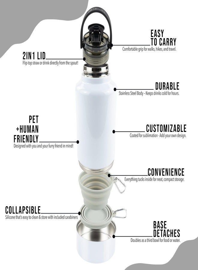 Hogg Hydro Hound, Sublimation Dog Water Bottle Bowl, Insulated Dog Water Bottle, 32 oz Insulated Stainless Steel Tumbler for Pets, Sublimation Pet Bowls - White - Image 2