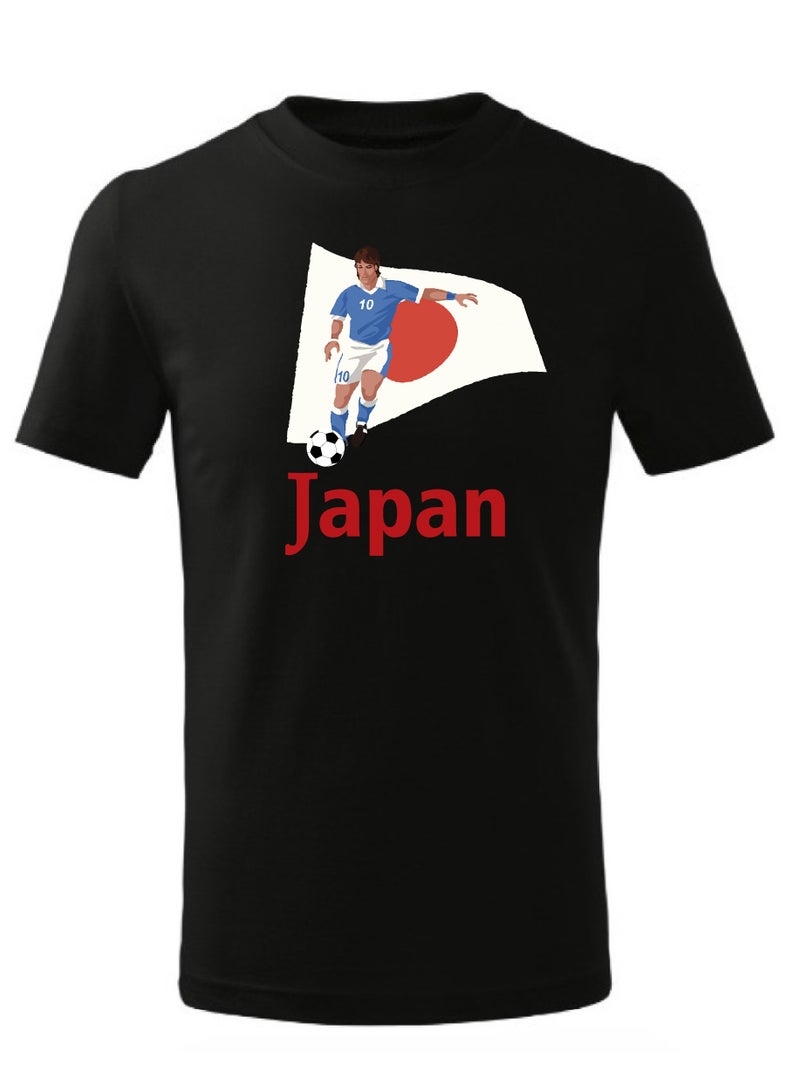 Japan Football Team World Fans printed T shirts Supporting The Team Football Team Jersey T shirts For Men | Women | Kids to win the cup (Black)  - Image 1