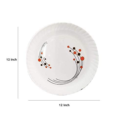 PRIZMA Durable Multiuse Flower Printed White Reusable 12 Inch Round Printed Plastic Dinner Plates Set-Lunch Plate Set (12) - Image 4