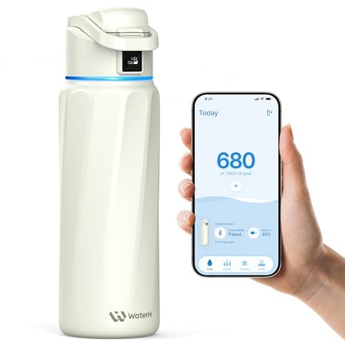 WaterH BOOST Smart Water Bottle with Reminder Tracker Double Wall Vacuum Insulated Bottles Stainless Steel 32oz BPAFree Wide Mouth for School Gym Office Ideal for Mothers Day - Image 1