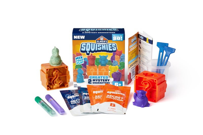 ELMER'S Elmerâ€™s Squishies Kidsâ€™ Activity Kit, DIY Squishy Toy Kit Creates 2 Mystery Characters, 12 Piece Kit - Image 1