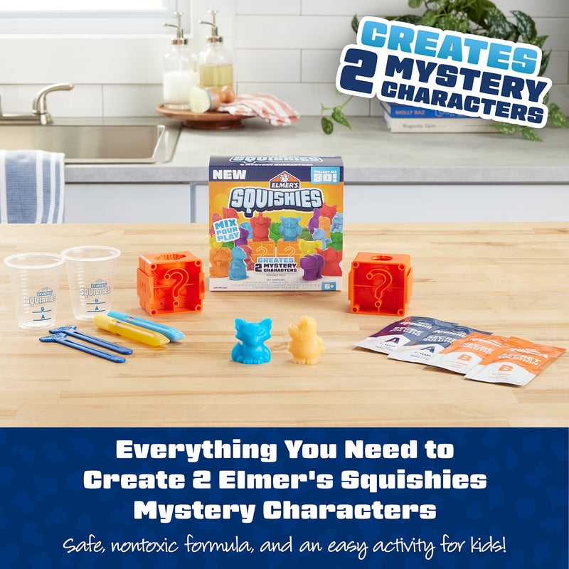 ELMER'S Elmerâ€™s Squishies Kidsâ€™ Activity Kit, DIY Squishy Toy Kit Creates 2 Mystery Characters, 12 Piece Kit - Image 3