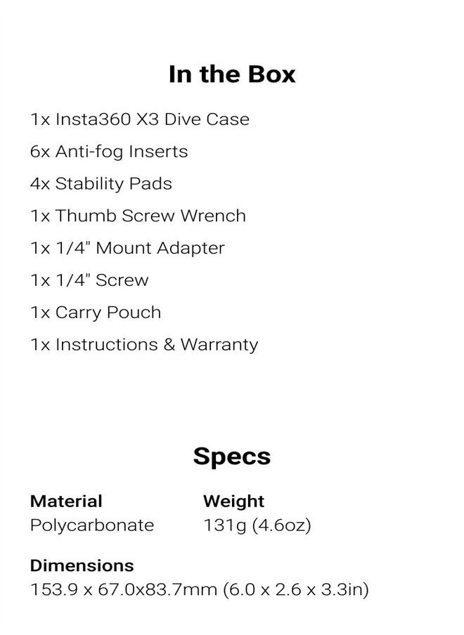 Insta360 X3 Invisible Dive Case