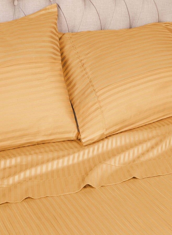 Superior Soft Combed Cotton Pillowcase Cover Pair, Sateen Stripes, Standard - Gold - Image 4