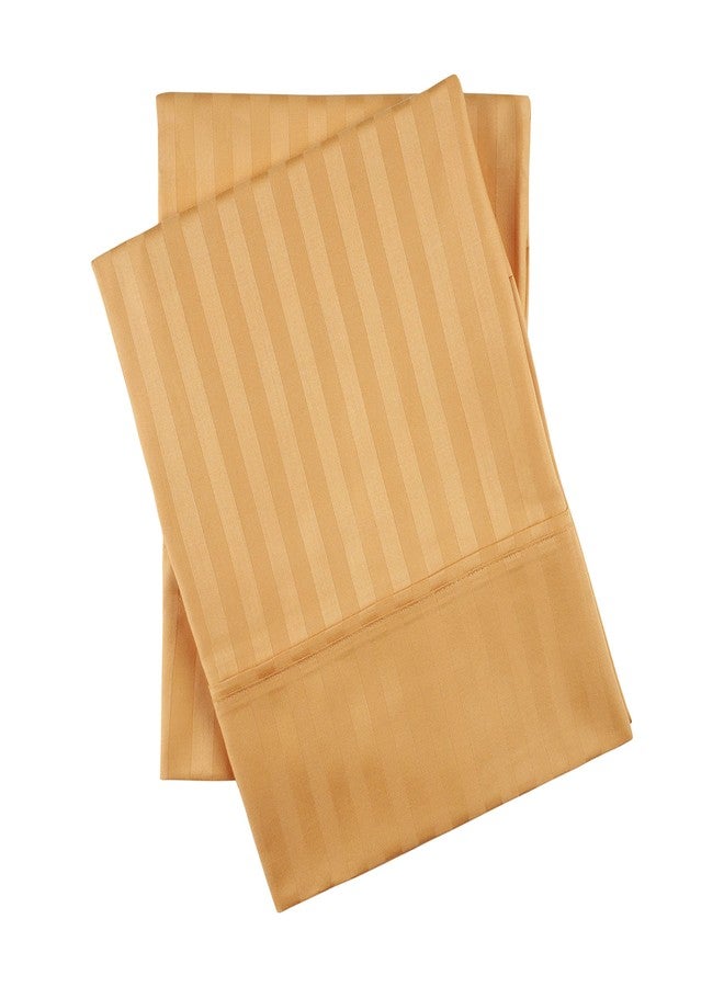 Superior Soft Combed Cotton Pillowcase Cover Pair, Sateen Stripes, Standard - Gold - Image 2