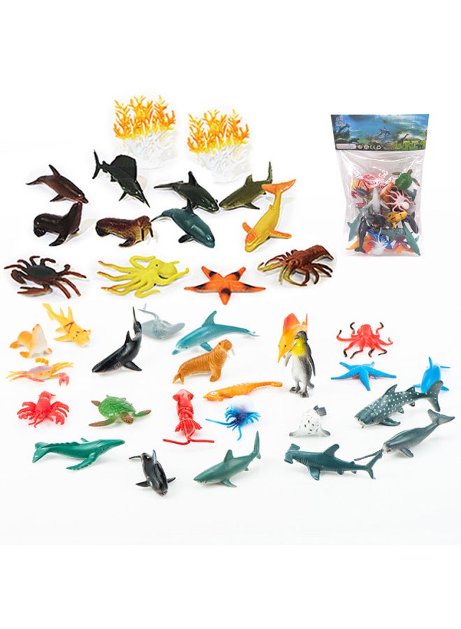 Cross-border Explosion Simulation Marine Animal Model Toy Penguin Shark Turtle Toy Model Stall Toy