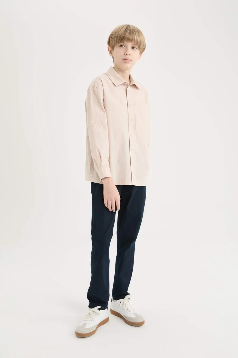 ديفاكتو Boy Oversize Polo Collar Parachute Shirt