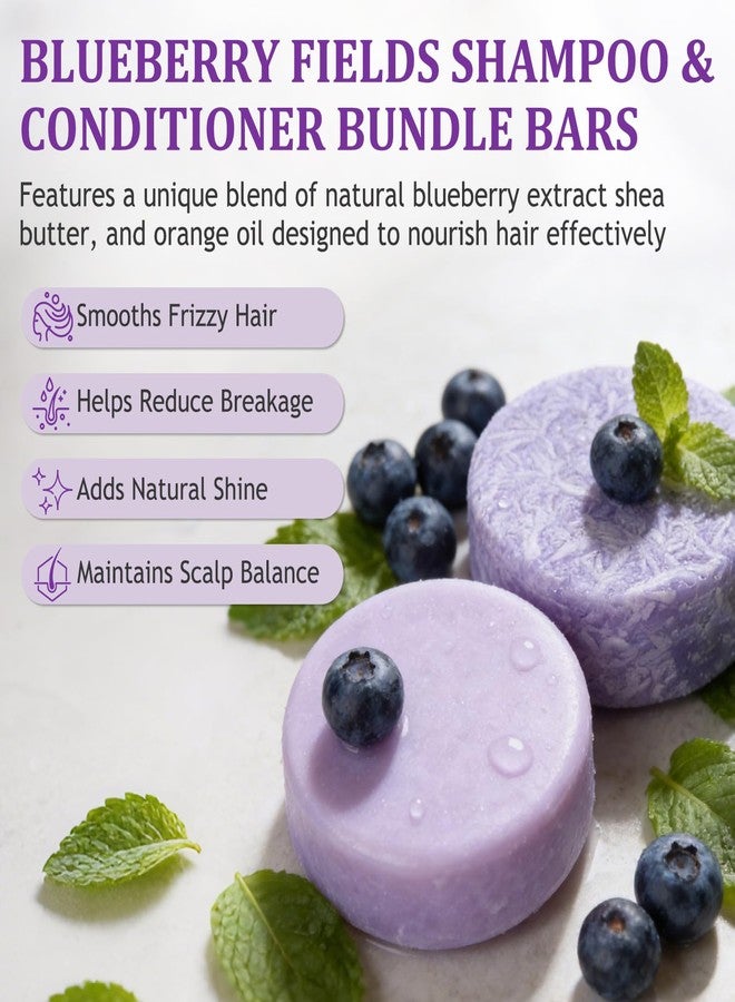 Nmoiat Blueberry Shampoo & Conditioner Bundle Bars for Nourishes Hair, Smooths Frizz & Balances Scalp (1Set) - Image 2