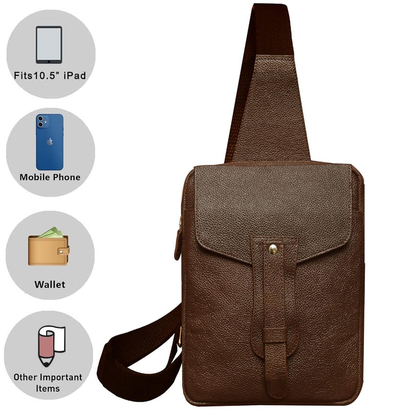 ABYS حقيبة نقدية من الجلد الطبيعي||حقائب صدر||حقيبة جسم||حقيبة جواز سفر||حقيبة عنق||حقيبة يد||حقيبة كتف||حقائب للرجال والنساء (بني) - Image 5