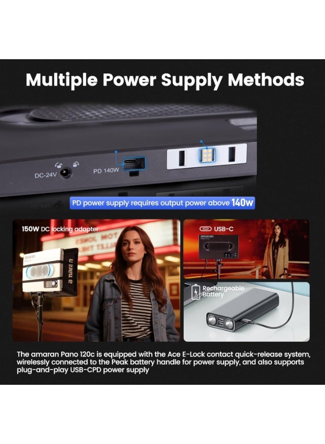 أبتشر مجموعة إضاءة APUTURE Amaran Pano 120C (أبيض) – لوحة إضاءة LED RGBWW احترافية، ثنائية اللون، مع سوفت بوكس، عدة إضاءة للتصوير الفوتوغرافي، تصوير الفيديو، صناع المحتوى، الاستوديو، يوتيوب، البث المباشر، صناعة الأفلام - Image 3