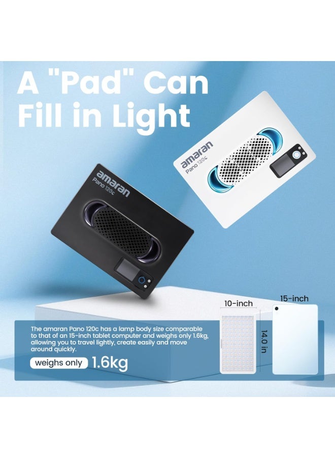 أبتشر مجموعة إضاءة APUTURE Amaran Pano 120C (أبيض) – لوحة إضاءة LED RGBWW احترافية، ثنائية اللون، مع سوفت بوكس، عدة إضاءة للتصوير الفوتوغرافي، تصوير الفيديو، صناع المحتوى، الاستوديو، يوتيوب، البث المباشر، صناعة الأفلام - Image 2