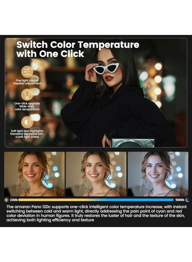 أبتشر مجموعة إضاءة APUTURE Amaran Pano 120C (أبيض) – لوحة إضاءة LED RGBWW احترافية، ثنائية اللون، مع سوفت بوكس، عدة إضاءة للتصوير الفوتوغرافي، تصوير الفيديو، صناع المحتوى، الاستوديو، يوتيوب، البث المباشر، صناعة الأفلام - Image 5