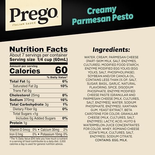Prego Creamy Parmesan Pesto Pasta Sauce, 14.5 oz Jar - Image 2