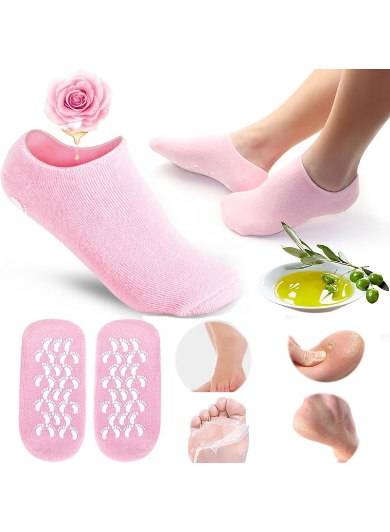 Meetion Silicone Socks for Women, Moisturizing Foot Socks, Soft Gel Socks, Aloe Socks, Women Spa Pedicure Socks for Repairing Dry Feet, Cracked Heel and Softening Rough Skin, Calluses (1 PAIR) - Image 1