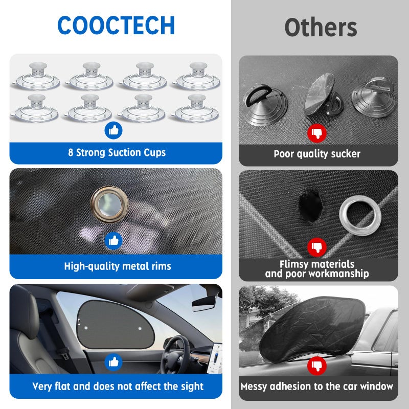 COOCTECH 2026 New Upgrade Car Window Shades for Side Window(4 Pack),Car Window Shade for Baby with 8 Suction Cups,Sun Shade Side Window Can Blocks 99.98% UVR,Sun Shade for Window - Image 5