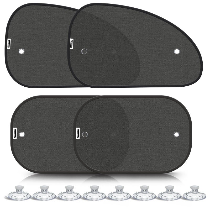 COOCTECH 2026 New Upgrade Car Window Shades for Side Window(4 Pack),Car Window Shade for Baby with 8 Suction Cups,Sun Shade Side Window Can Blocks 99.98% UVR,Sun Shade for Window - Image 1