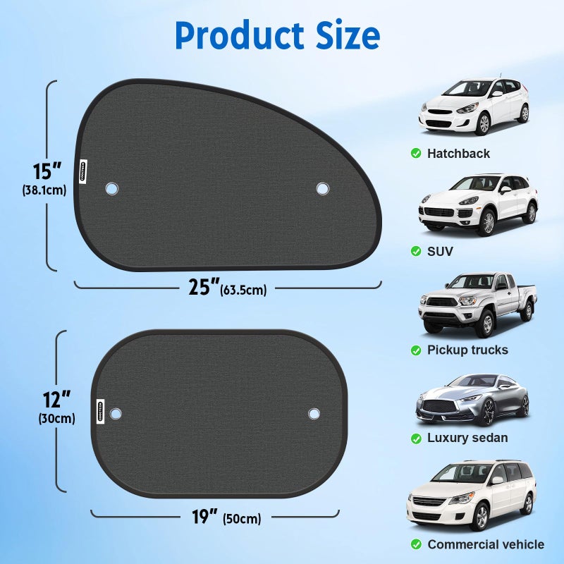 COOCTECH 2026 New Upgrade Car Window Shades for Side Window(4 Pack),Car Window Shade for Baby with 8 Suction Cups,Sun Shade Side Window Can Blocks 99.98% UVR,Sun Shade for Window - Image 2