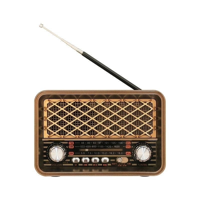 راديو محمول يعمل على الموجات AM وFM وSW، مزود بمشغل MP3، وبطارية قابلة للشحن، وتصميم عتيق ريترو، وهوائي تلسكوبي، وجهاز استقبال راديو عالي الحساسية؛ راديو محمول مناسب للاستخدام في المنزل والتخييم والسفر والأنشطة الخارجية. - Image 5
