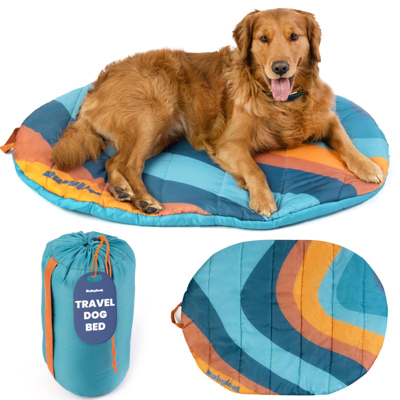 rubyloo Travel Dog Bed (42" x 30")- Foldable & Packable for Travel, Road Trip, Campingâ€“ Lightweight, Water Resistant & Cozy with Soft Paddingâ€“ Compact, Portable & Machine Washableâ€“ Large & Small Breeds: Teal - Image 1