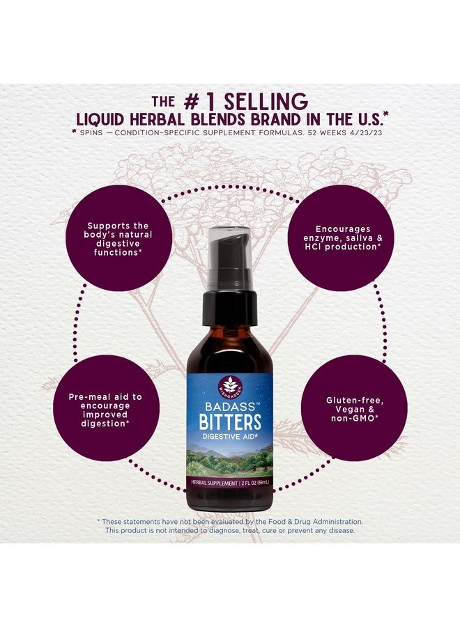 WishGarden Herbs Badass Bitters - All-Natural Digestive Bitters Made with Gentian Root, Orange Peel & Fenugreek Seed, Bitters for Digestion Stimulates Digestive Enzymes Function, Swedish Bitters, 2oz - Image 3