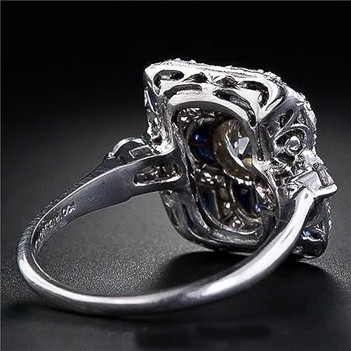 AZQ 925 Sterling Silver Natural Shining Sapphire Ring Blue Gemstone Cubic Zirconia Promise Rings CZ Luxurious Eternity Engagement Wedding Band Ring for Women (US Code 9) - Image 3