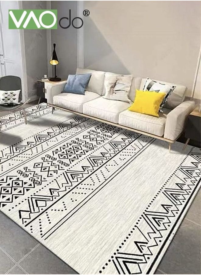 VAOdo Area Rugs Non-Shedding Washable Rug Bedroom Living Room Dining Room Office Soft Nonslip Modern Rugs Faux Wool Collection Carpet Indoor Outdoor Rugs Black and White Rug  - Image 1