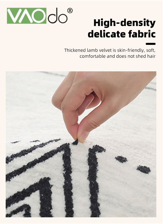 VAOdo Area Rugs Non-Shedding Washable Rug Bedroom Living Room Dining Room Office Soft Nonslip Modern Rugs Faux Wool Collection Carpet Indoor Outdoor Rugs Black and White Rug  - Image 5