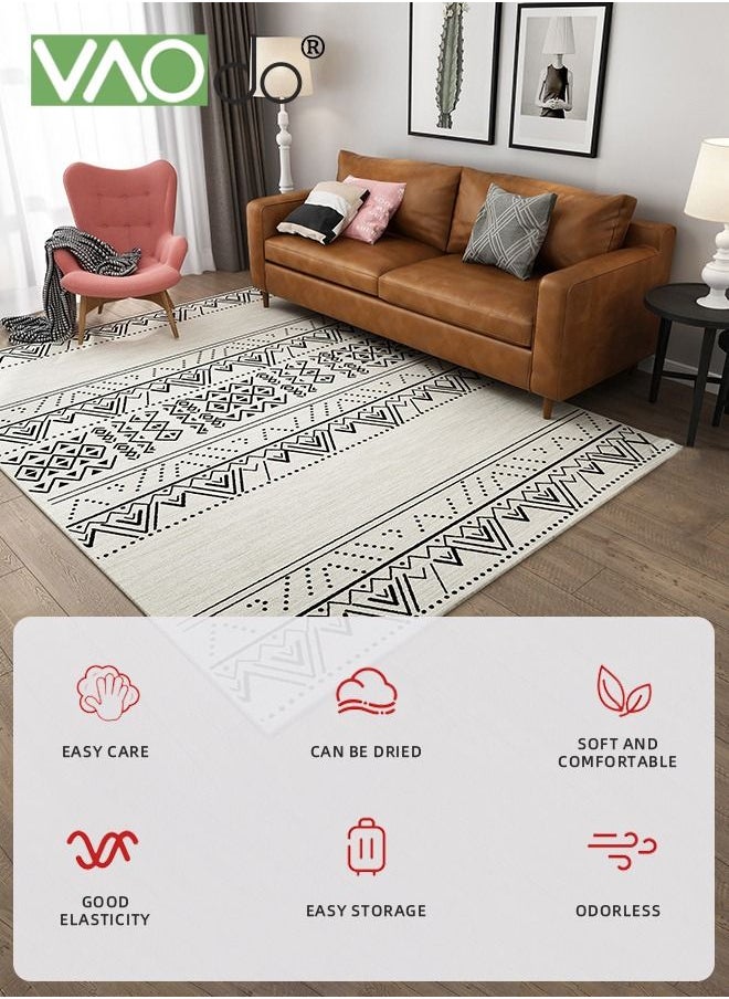 VAOdo Area Rugs Non-Shedding Washable Rug Bedroom Living Room Dining Room Office Soft Nonslip Modern Rugs Faux Wool Collection Carpet Indoor Outdoor Rugs Black and White Rug  - Image 2